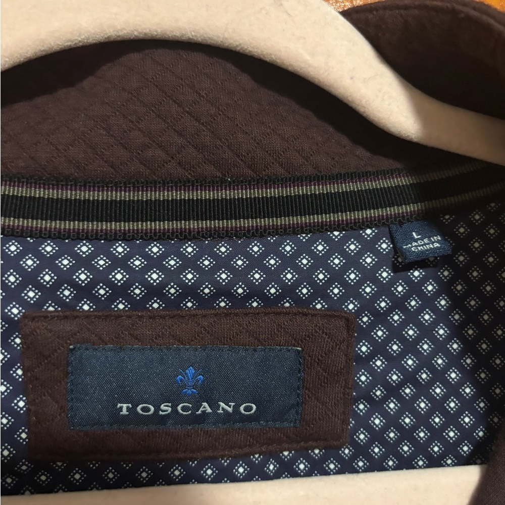 TOSCANO Maroon Quilted Men’s Quarter Zip Pullover EUC - Picture 2 of 5